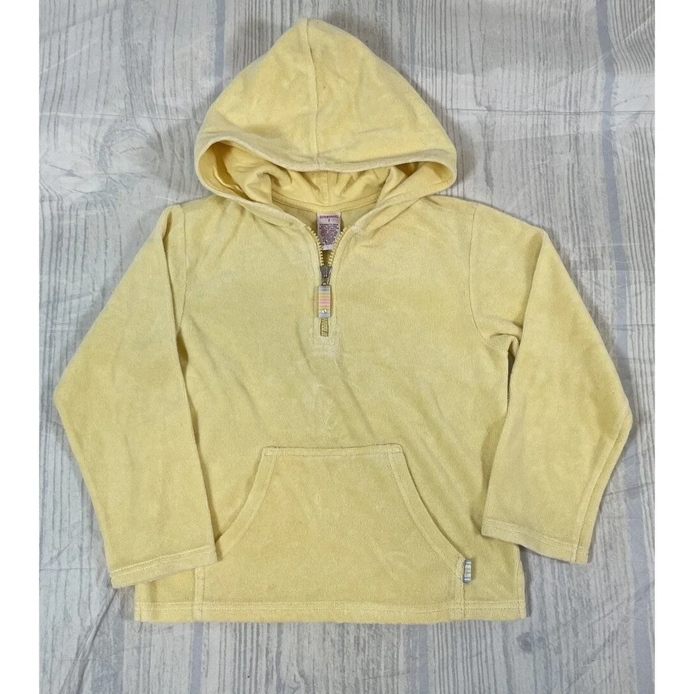 Gymboree RAINBOW‎ SHERBET  1/4 Zip Yellow Terry Cloth Hooded Top Girls Size 7